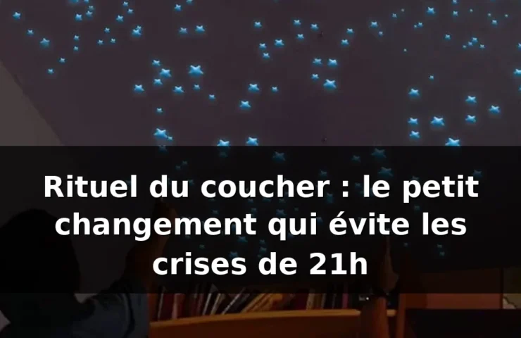 Rituel du coucher enfant avec plafond étoilé — illustration